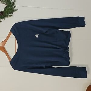 Adidas Sweatshirt Womens Sz XL Cropped Oversized Athleisure Activewear Blue NWT